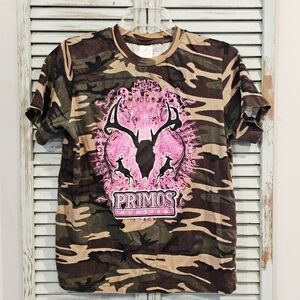 PRIMOS HUNTING CAMO T SHIRT Womens XL Pink Graphic Camouflage Outdoor Sports Top